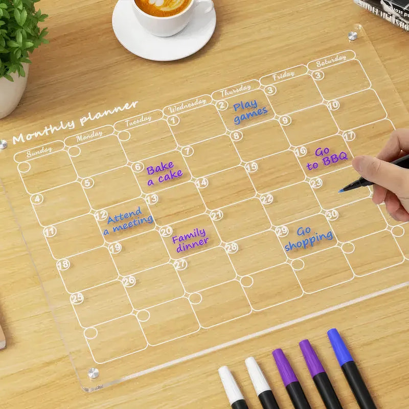 Clear acrylic magnetic fridge calendar board, view 4 - MRSLM