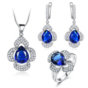 flower heart pendant earrings and ring set, view 5 - MRSLM