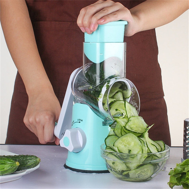 vegetable slicer shredder with 3 stainless steel blades, view 5 - MRSLM