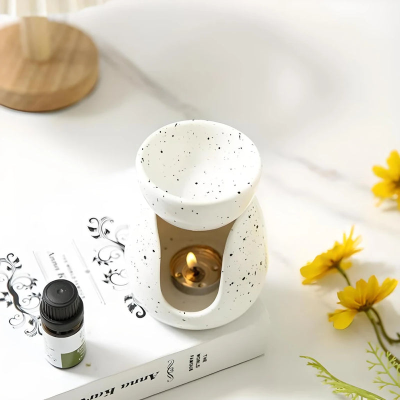 nordic style white porcelain essential oil burner, view 4 - MRSLM