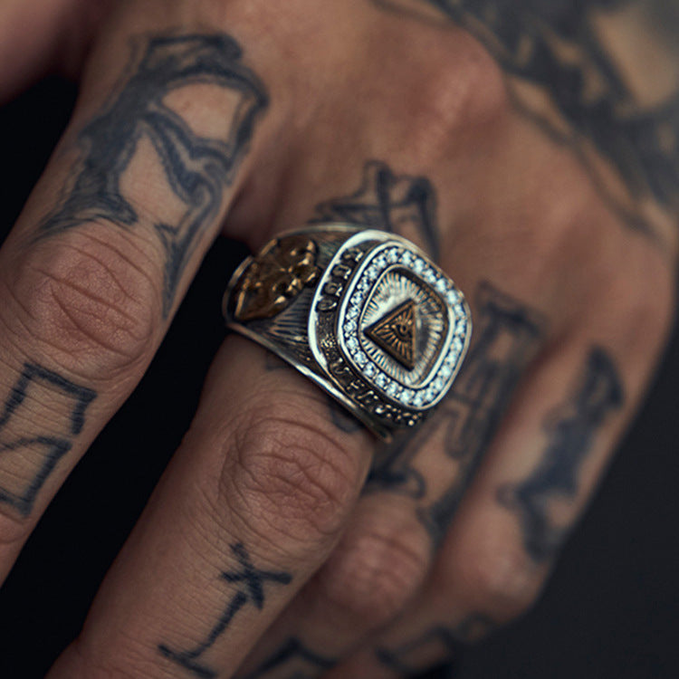 s925 silver eye of god vintage ring, view 5 - MRSLM