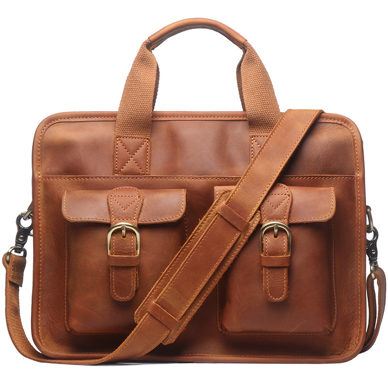 men's retro cowhide briefcase, view 5 - MRSLM