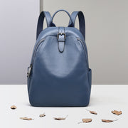 Blue grey leather women backpack, view 2 - MRSLM