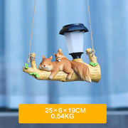 solar-powered resin sloth squirrel statue, view 3 - MRSLM