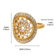 Cubic zirconia flora gold ring, view 6 - MRSLM