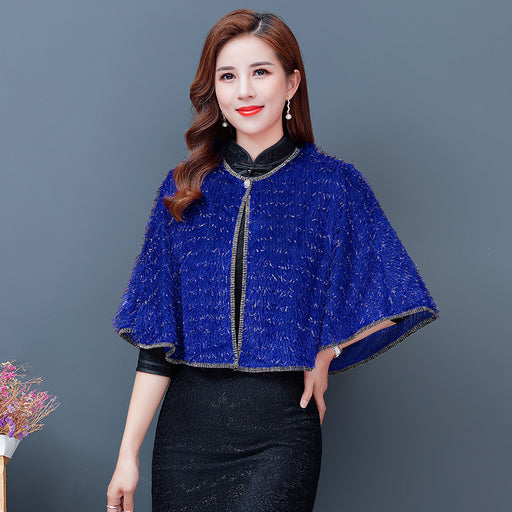 short round neck cape shawl, view 3 - MRSLM