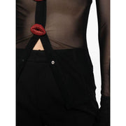 slim fit sheer mesh patchwork blouse, view 5 - MRSLM