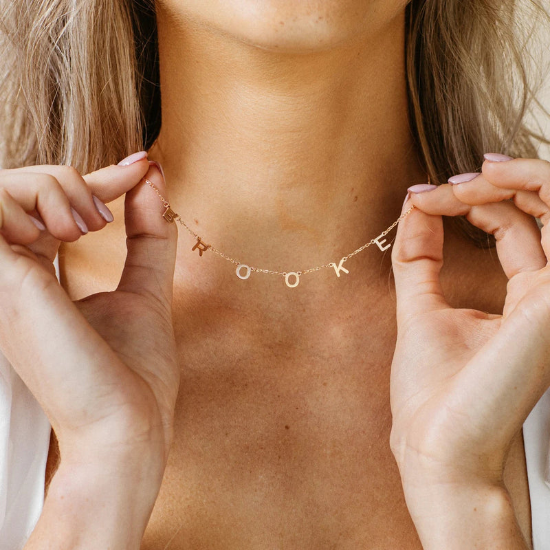 personalized letter name necklace, view 5 - MRSLM