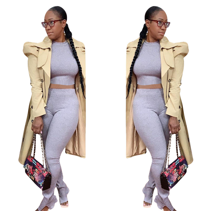 long belted trench coat in a plain color, view 3 - MRSLM