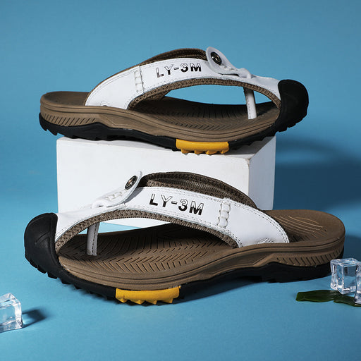 men's casual leather flip flops - MRSLM