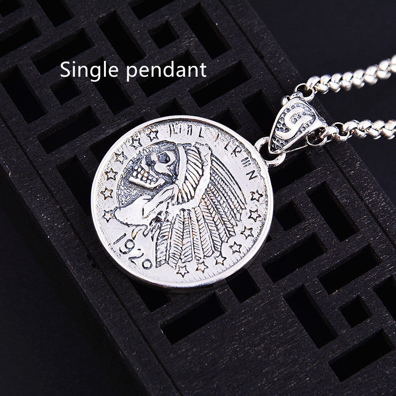 retro 925 silver feather pendant, view 6 - MRSLM