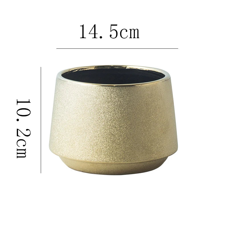 gold plated ceramic vase, view 8 - MRSLM