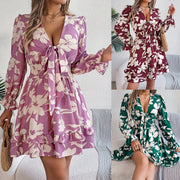 women's flower ruffled A-line dress - MRSLM