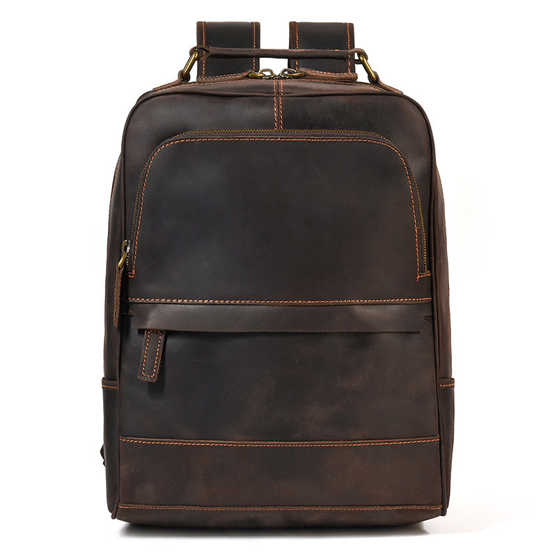 Retro cowhide leather backpack, view 4 - MRSLM