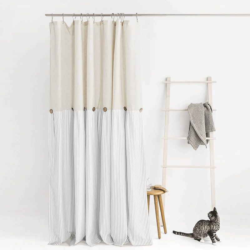 Elegant cotton button shower curtain - MRSLM