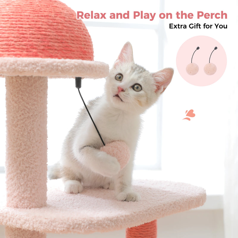 pink flamingo multi-level cat tree, view 9 - MRSLM