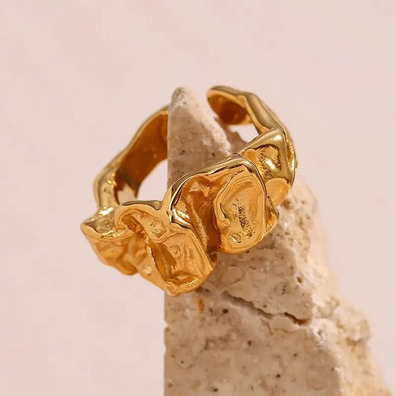 gold plated geometric open ring, view 5 - MRSLM