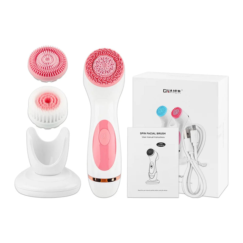 3-in-1 ultrasonic facial cleansing brush, view 3 - MRSLM