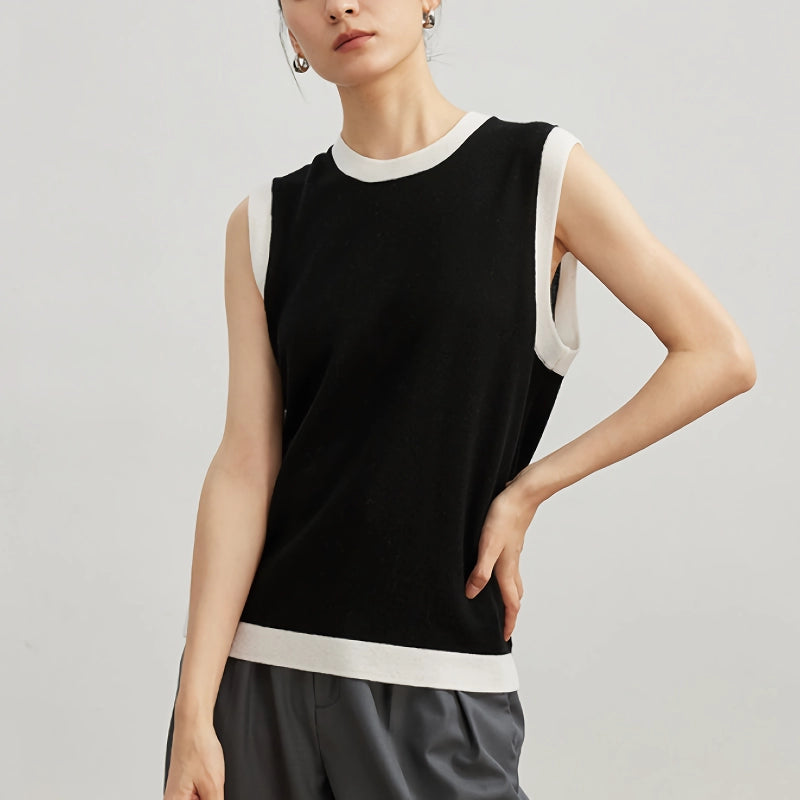 merino wool o-neck pullover vest, view 2 - MRSLM