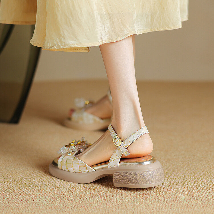 Leather chunky heel sandals, view 32 - MRSLM