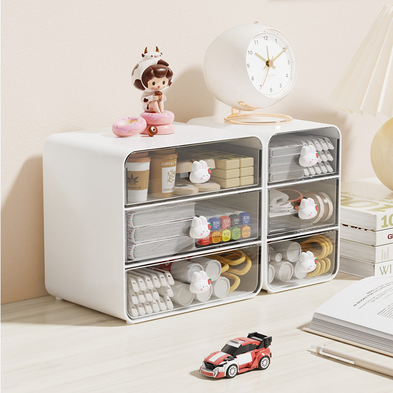 clear acrylic desk organizer with drawers, view 10 - MRSLM