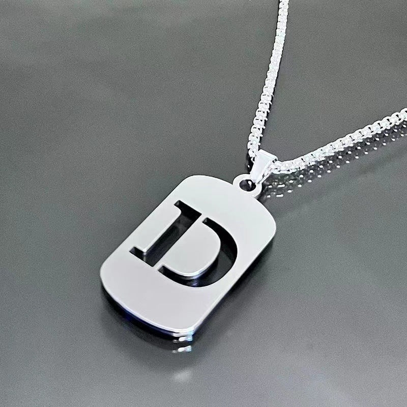 titanium steel letter necklace, view 10 - MRSLM