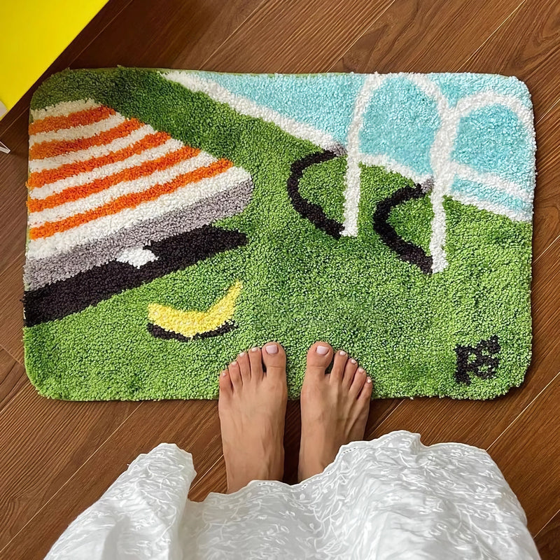 swimming pool pattern tufted door mat, view 2 - MRSLM