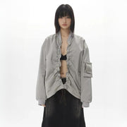 women's pleated zipper cotton jacket - MRSLM