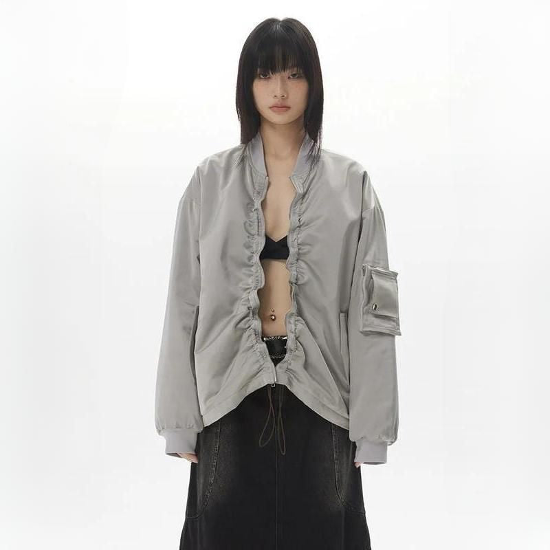 women's pleated zipper cotton jacket - MRSLM