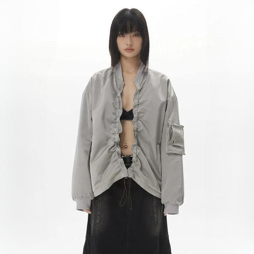 women's pleated zipper cotton jacket - MRSLM