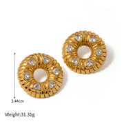 18K gold plated O-shaped earrings and necklace, view 2 - MRSLM
