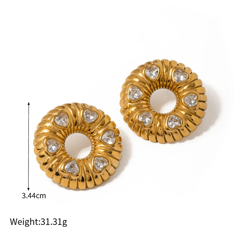 18K gold plated O-shaped earrings and necklace, view 2 - MRSLM