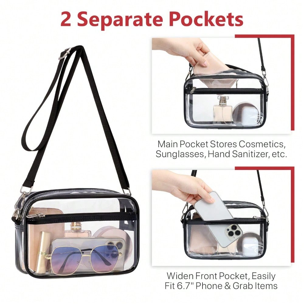 Clear Purse Stadium Transparent Messenger Bag Stadium Approved For Men And Women Clear