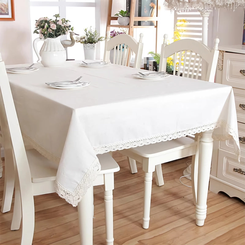 polyester linen tablecloth with lace edge - MRSLM