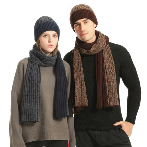 Men's knit hat, scarf and gloves winter set - MRSLM