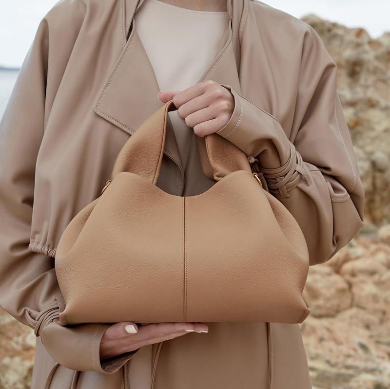 ruched pleated PU leather tote bag - MRSLM