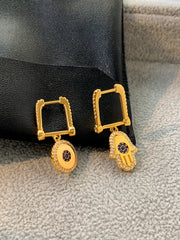 evil eye asymmetrical earrings, view 4 - MRSLM