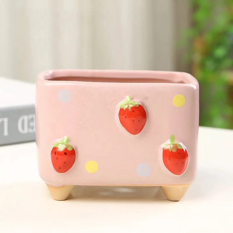 mini square ceramic flower pot, view 3 - MRSLM