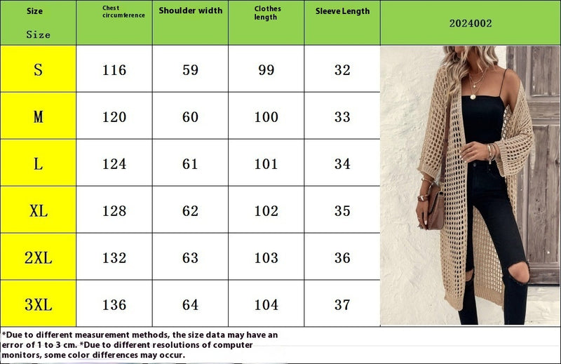 Women's open-knit long cardigan, view 7 - MRSLM