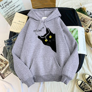 black cat print hooded sweater, view 11 - MRSLM