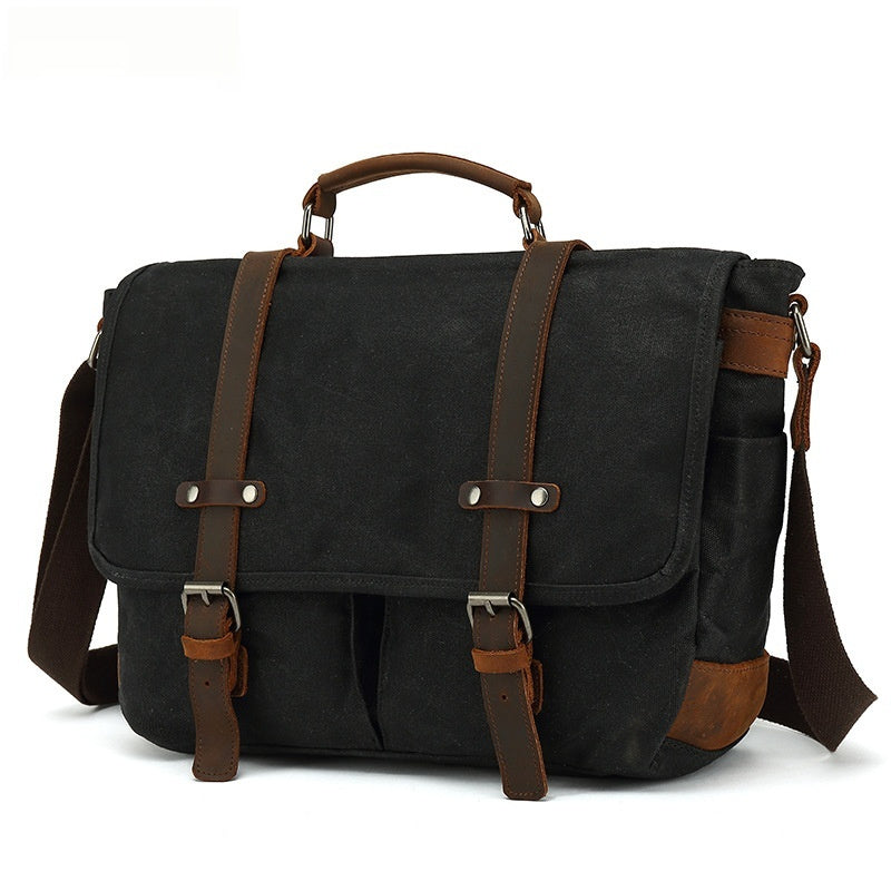 waxed canvas crossbody bag, view 4 - MRSLM