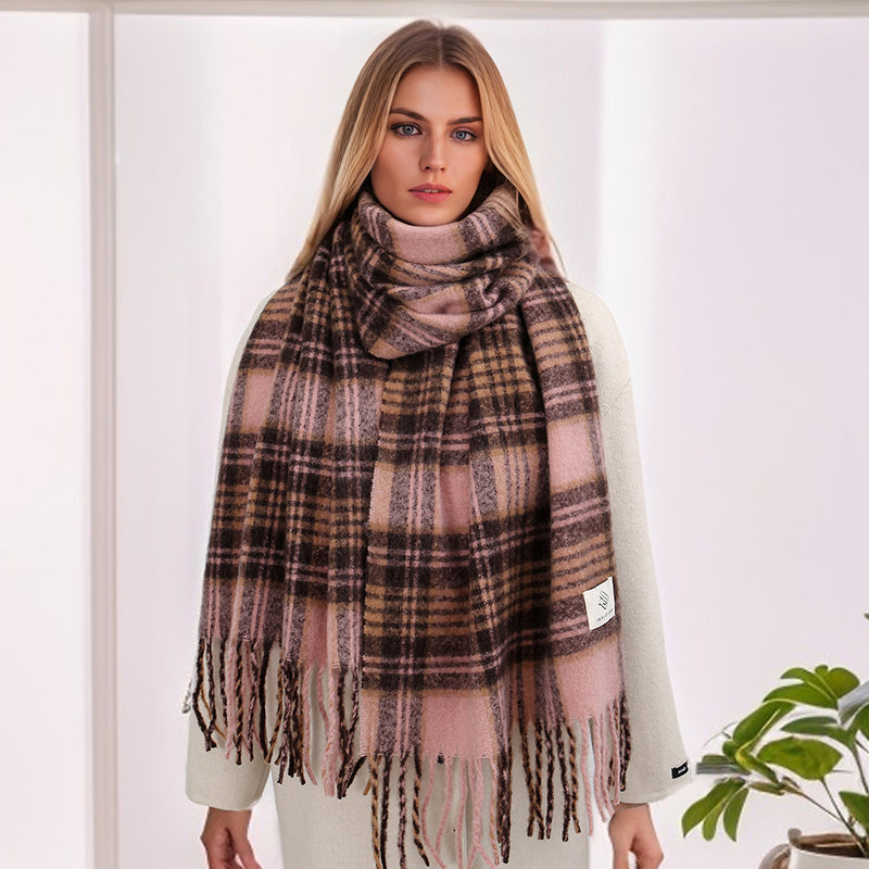Checkered shawl scarf, thick warm wrap, view 9 - MRSLM