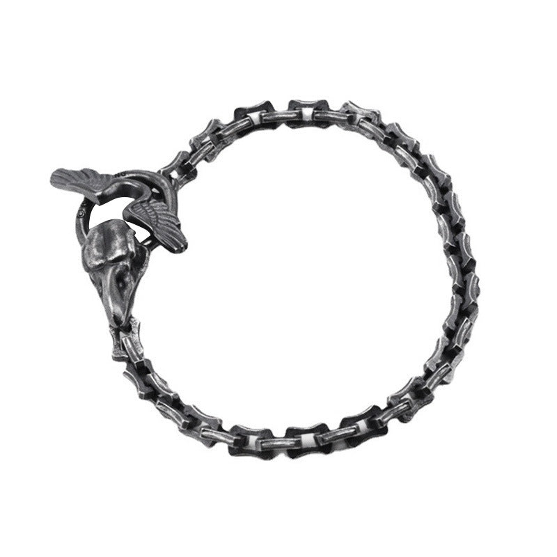 vintage raven head silver bracelet, view 2 - MRSLM