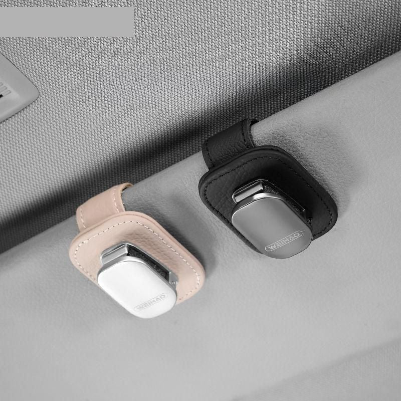 Leather sun visor car glasses clip - MRSLM