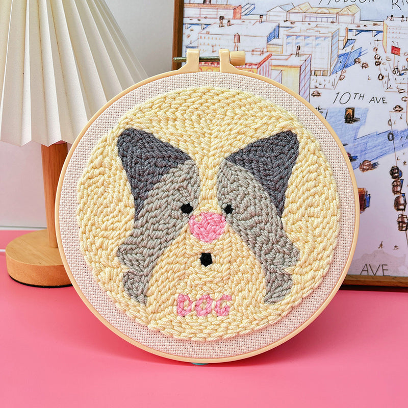 punch needle embroidery kit dog pattern, view 4 - MRSLM