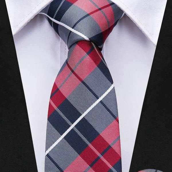 plaid silk necktie, view 4 - MRSLM
