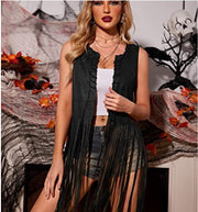 women's suede tassel vest coat, view 9 - MRSLM