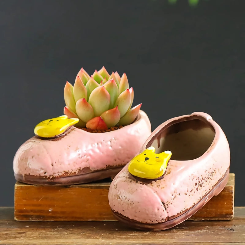 ceramic boot vase for succulents, view 9 - MRSLM