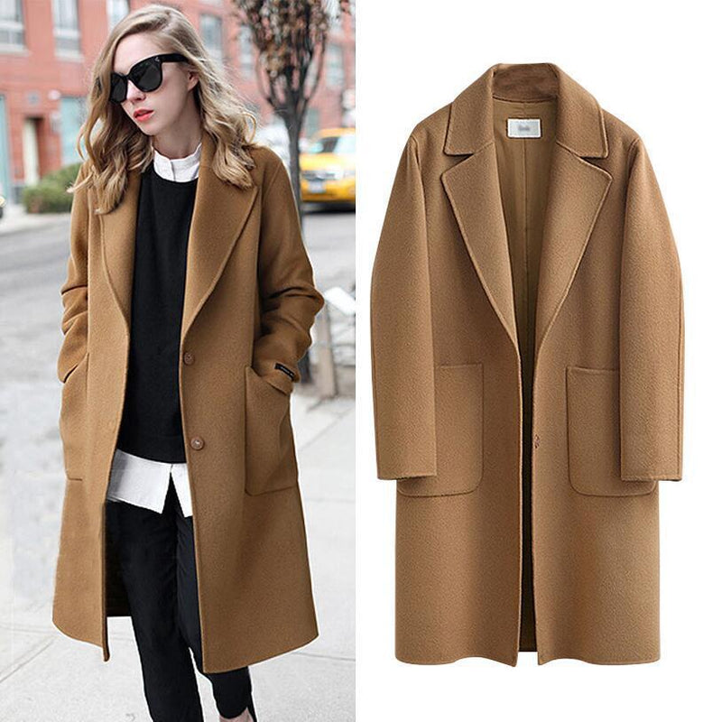Women's long loose wool-blend coat - MRSLM