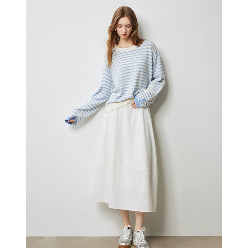 Women's striped knitted pullover sweater, view 6 - MRSLM